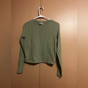 Divided Green Long Sleeve Crop Top Large